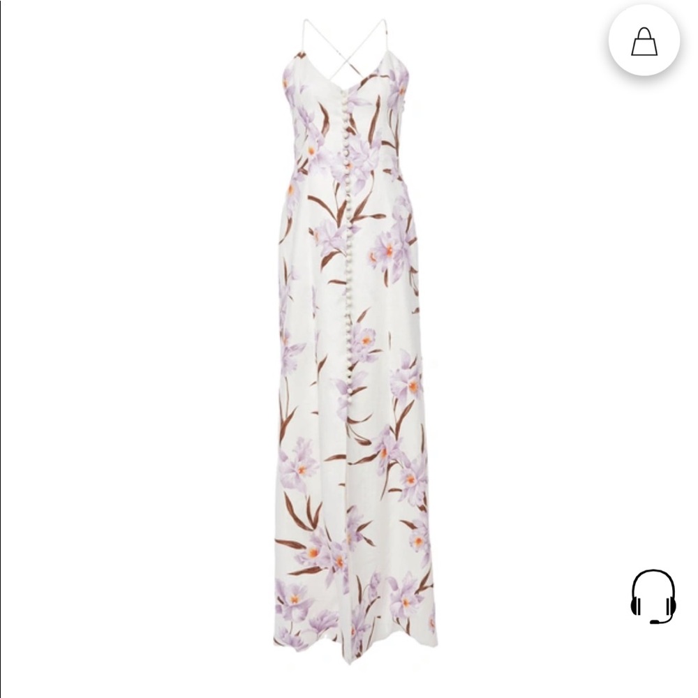 Zimmermann Corsage Floral Print Linen Maxi Dress